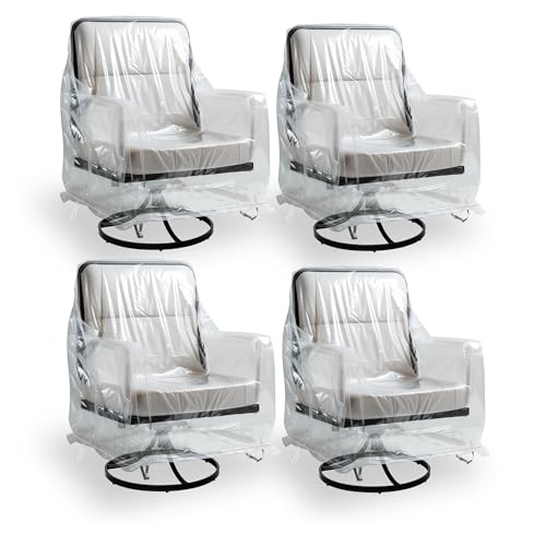 Patio Chair Covers 4 Pack, Clear PVC Waterproof Swivel Lounge Chair Cover