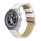 uEmoh Swatch Moonwatch Strap, Watch Band for Moonswatch,Soft Silicone Strap for Omega X Swatch Moonswatch Speedmaster 20mm Watch, Quick Release Watch Replacement Band (Beige+Brown)