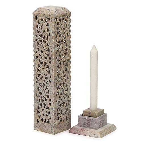 Carry Me Handmade Marble Soapstone Incense Stick Burner | Candle Stick Holder | Tea Light Burner - Perfect Floral Carving For Gifting. Decorative Home And Kitchen Decor (3 X 3 X 11 Inches) #TOP2