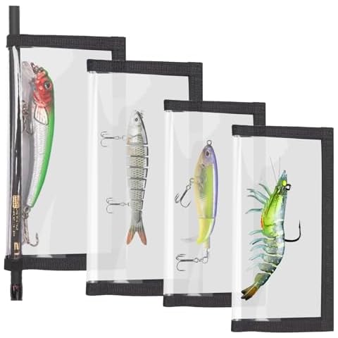 PFILERSO 4 Pack Clear Fishing Bait Wraps Prevnet The Sharp Hook from Pets and Kids Durable 0.5mm Thicken PVC Lure Bait Covers Storage Keeps Fishing Safe Easily See Lures 2L+2M (4Pcs（2L+2M）) Cover