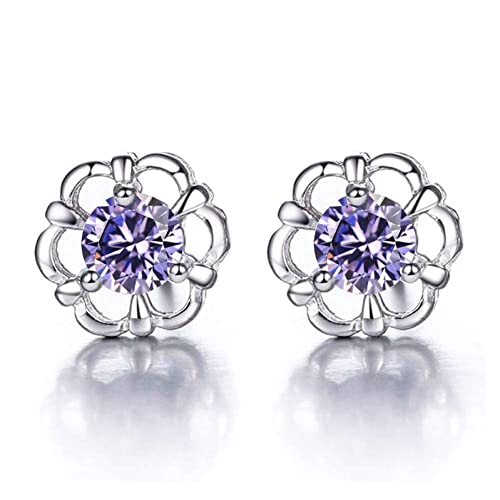 Boucles d'oreilles à goujon en argent 925 cristal rose fleur pour femme