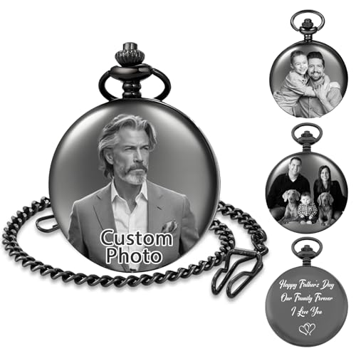 QSZ Custom Pocket Watch Personalized Engraved Photo Text Pocket Watches