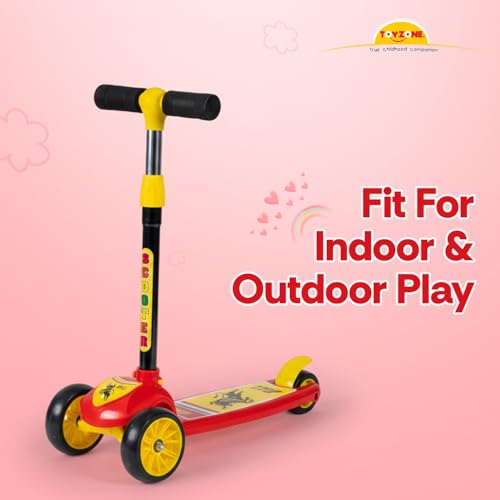 Image of Toyzone Kids Kick Scooter - Foldable & Adjustable with Rear Brake, Skateboard Style - for Age 5+ Years, Toyzone Black Bull Kids Kick Scooter
