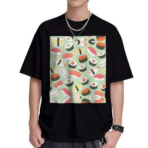 T-shirt sushis homme col rond en coton respirant S à XL