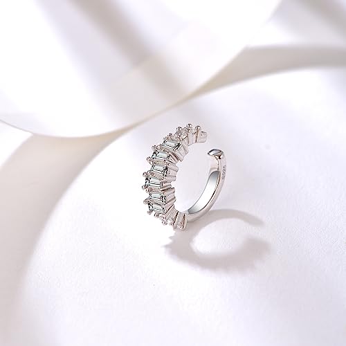 Baguette Earrings Square CZ Paved Ear Cuff for Women Sparkling Cubic Zirconia Sterling Silver Ear Cuff for Women2