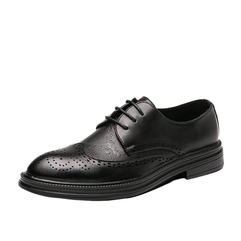 Men's Wedding Shoes, Casual Leather Loafers, Trendy Lace-Up Dress Shoes for Men, Elegant Business Formal Shoes, Breathable and Comfortable