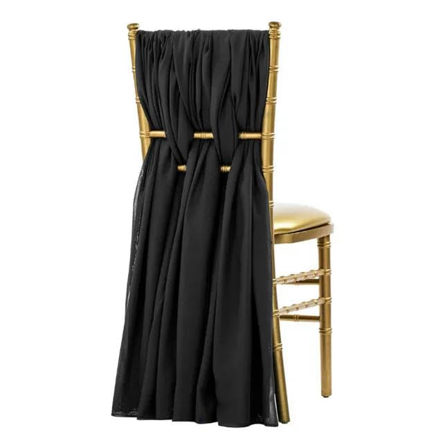 Ceintures de chaise en mousseline de soie bleu et blanc, lot de 60 nœuds élégants 30x275 cm