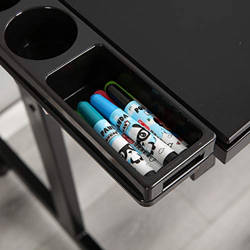 Sogeshome Adjustable Drafting Table, Drawing Board Art & Craft Desk Folding Art Desk, With Side Tray, 4 Universal Lockable Casters, Black #TOP7