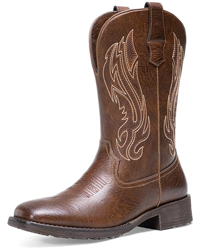 Image of Jousen Cowboy Boots for Men Square Toe Western Side Zipper