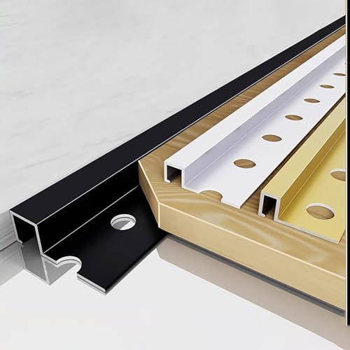 Raouoae Perfil De Esquina De Riel Para Baldosas, Perfil Cuadrado De Aluminio 125cm, 2 Piezas, Ángulo Para Baldosas De Madera, Laminado, Vinilo, Cerámica, Ideal Para Hogar, Oficina Y Hotel(Gold,W:12MM)