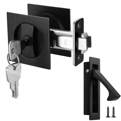 Malimali Pocket Door Lock with Key and Edge Pull Set, Pocket Door Hardware