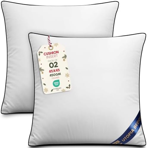 Utopia Bedding Cushion Inner Pads (Pack of 2), 45x45 cm (18 x 18 ...