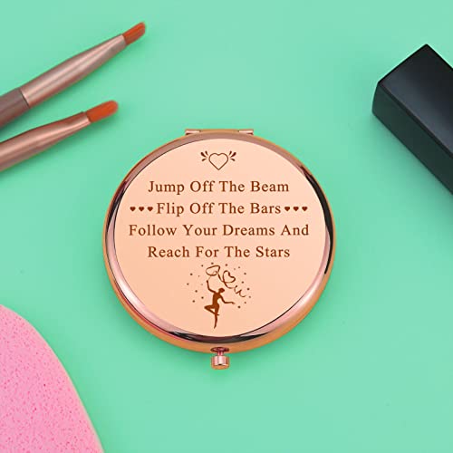 Espejo compacto redondo para maquillaje color oro rosa miniatura 5