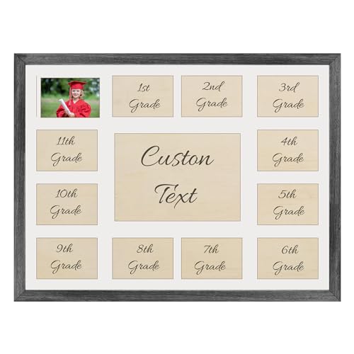 JUNENTER 屋外用フォトフレーム 幼稚園から12年生まで Cstuom 卒業フォトフレーム K-12 名前入り パーソナライズ 木製 屋外用 年齢別フォトフレーム 幼稚園から12年生まで フォトフレーム