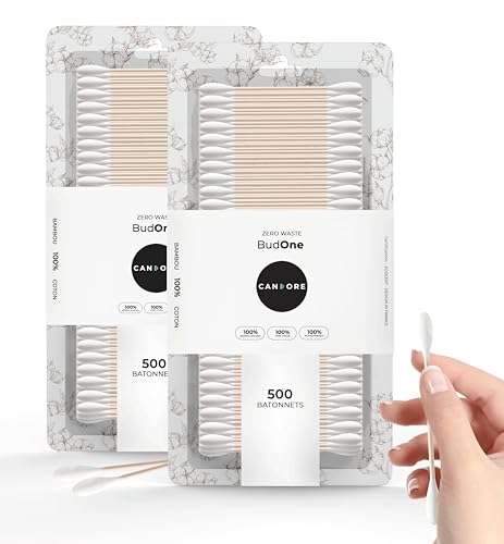 CANDORE - 2x Blister 500 Cotons-Tiges Bambou, Douceur Naturelle - Qualité Supérieure