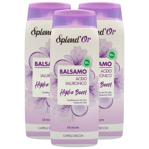Balsamo ACIDO IALURONICO Hydra Boost, Idratante, Per Capelli Secchi. Dona Luminosità e Morbidezza Alla Chioma, Fragranza Fiorita e Fruttata 300ml (3 Flaconi)