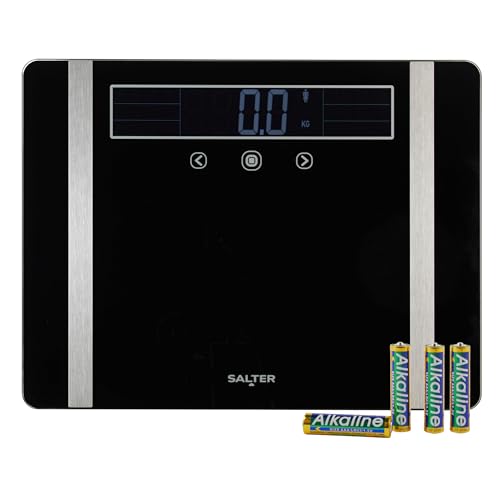 Salter Escala extra ancha del analizador – Báscula digital para peso corporal/grasa/agua, IMC/BMR, masa muscular/ósea, memoria de usuario 10, capacidad de 250 kg, garantía de 15 años, SA00576ARFEU12