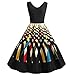 Produktbild AQUIN Neue Shop-AktionenJahrgang Mode Baumwolle Damen Gedruckt Ärmellos O-Ausschnitt Pach-Arbeit Abend Party Kleid