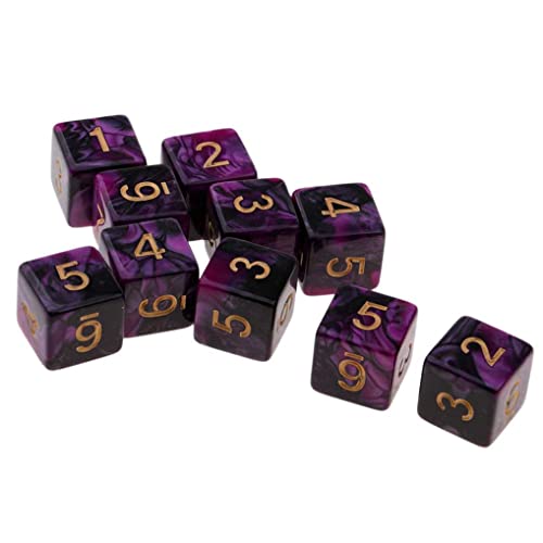Yourandoll 10 STÜCKE Polyedrische Würfel D6 Dice Würfel Spielwürfel for DND RPG Tischspiele (Lila Schwarz)