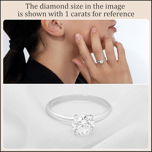 Round Moissanite or Lab Grown White Diamond Classic Solitaire Engagement Ring for Women in 925 Sterling Silver3