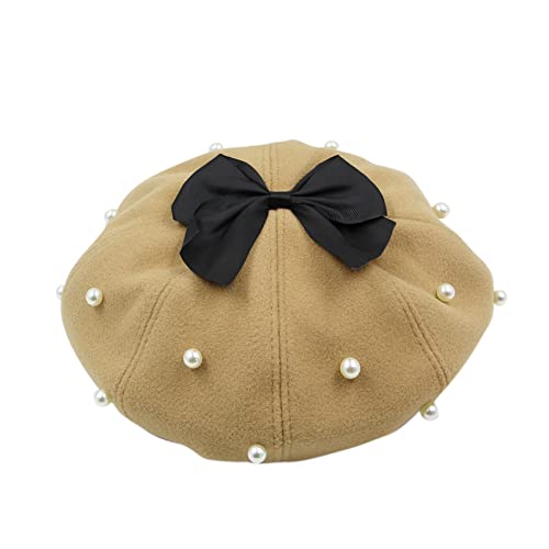 RARITYUS Fashion Cute Wool French Artist Beret Hat Warm Beanie Cap Headwear with Multicolor Flowers Pom Pom for Women Girls