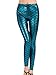 Minetom Femme Fille Sexy Ecailles Poisson Doux Étirer Souple Leggings Brillant Taille Haute Skinny Pantalon Carnival Costume Bleu M