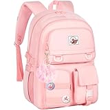 Laptop Backpack for Girls, Women College School Bookbag, 15.6' Cute Aesthetic Computer Water Resistant Anti Theft School Bags for Teens Girls Students - Pink