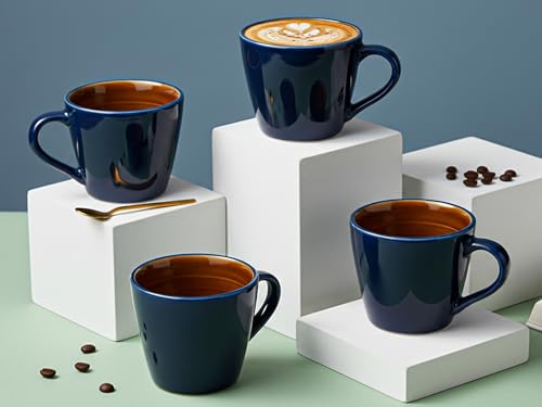 Image of Bodhi House Handcrafted Ceramic Tea Cup Set of 4 Pieces (175 Ml), Stoneware Coffee Mug, Microwave Safe Small Tea Cup, Glossy Finish, Ideal for Daily use, Casual Gatherings and Gifting, Royal Blue