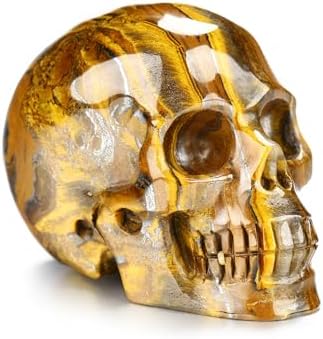 Skullis 2.0” Tiger Iron Eye Crystal Skull, Hand Carved Gemstone F...