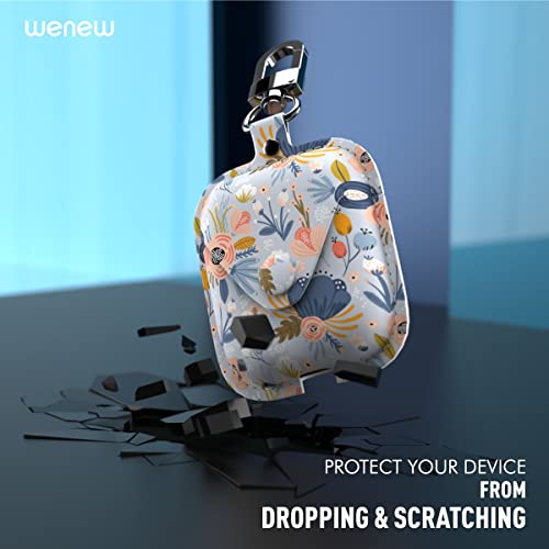 Wenew Leather Case For Airpods 1 & Airpods 2 Secure Snap Closure Airpods Leathe Case For Women With Clip (Blue) #TOP2
