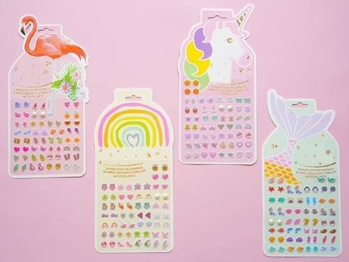 Image of Stick On Earrings - Girls 3D Unicorn Sticker Earrings Self-Adhesive Glitter Craft Gem Stickers Easter Stick on Earring (Multistyle Theme Set)