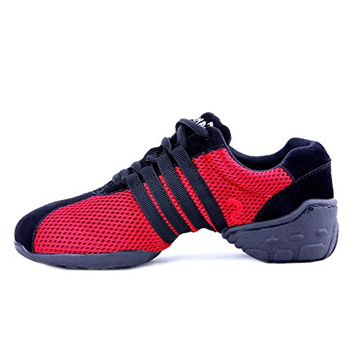 SWDZM Contemporáneo Jazz Zapatos Mujer,Aire Libre Deportes Danza,Moderno Hip Hop Sneaker Zapatillas de Danza Rojo 38EU/24CM