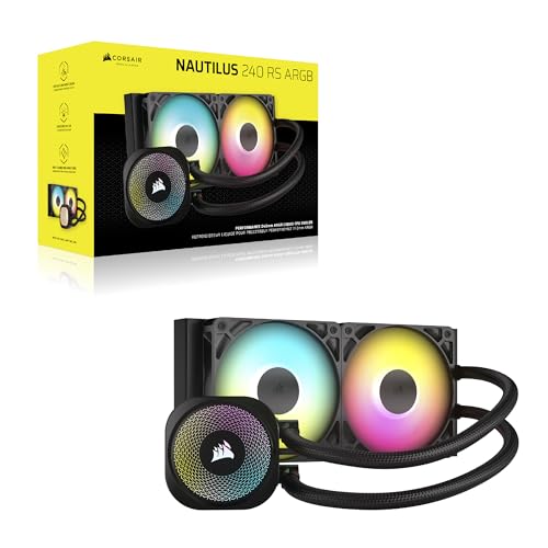 CORSAIR Nautilus 240 RS ARGB Refroidisseur Liquide pour CPU – 240mm AIO – Faible Bruit – Connexion Directe de Carte Mère – Intel LGA 1851/1700, AMD AM5/AM4 – 2X RS120 ARGB Ventilateurs Inclus – Noir