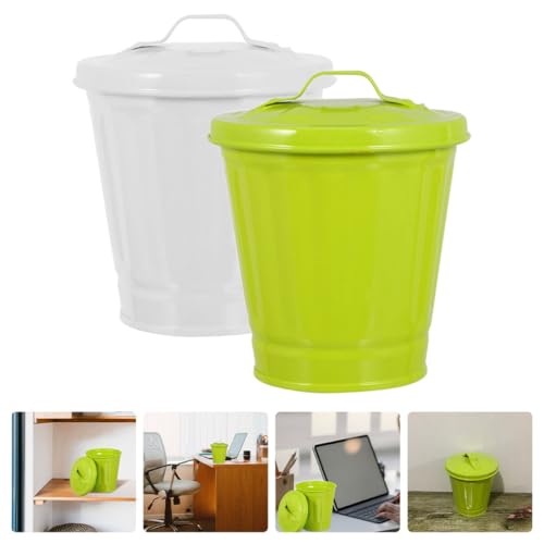 Mini caneca de basura de escritorio con tapa 2 piezas miniatura 6
