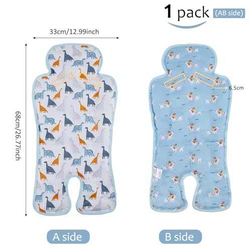 Image of Gel Car Seat Cooler Pad,1 Pack Double Sides-Universal Baby Stroller Ice Cushion Cooler Mat,Summer Cooling Seat Liner,Multifunctional Suitable for Baby Dining Chair,Child Safety Seat (Dinosaur+Dog)