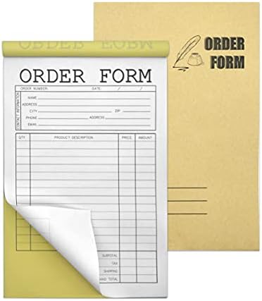 Lesnala 2-Part Carbonless Order Form Pads 2 pcs,50 sets each,White/Yellow14x21cm（ 5.5 x 8.26 in） Which Can Use in Store,warehouse,office,restaurant and so on as Sign receipt,Sale Form,Invoice Purchase