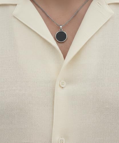 Image of VastraVibes Premium Cotton Linen Shirt for Men | Half Sleeve Slim Fit Casual Shirts | Lightweight Beach Wear & Festive Outfits | Trending Pastel Colors