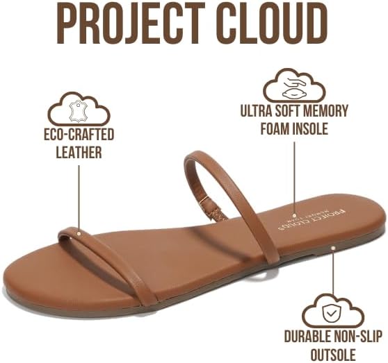 Project Cloud Summer Sandals for Women 2026 - Memory Foam Insole and Eco-Crafted Leather Beach Flip Flops for Women - Non Slip and Lightweight Double Strap Womens Sandals(Transition,CHOC, 7) - Image 3