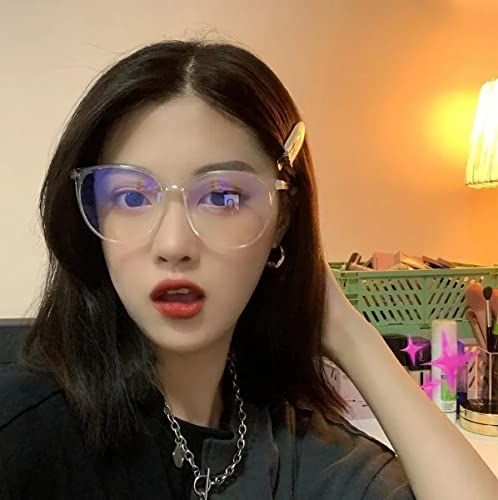 Óculos Anti Luz Azul Transparente Redondo Feminino Para Computador Celular Anti Fadiga Visual