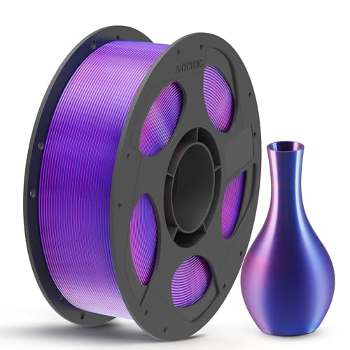 ANYCUBIC Silk PLA Filament, Dual Color Seide Filament 1,75mm, Kontrollierbarer Glanz 3D Drucker Filament, Seidentexturen Prächtige Farbe 1KG Silk Rot Blau Silk Rot Blau Neu
