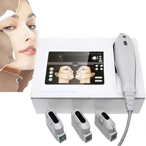 JMOUZHG Máquina de Estiramiento de la Piel de la línea Fina/línea de la Frente 3D HIFU, eliminación de Arrugas faciales, Dispositivo de Adelgazamiento Corporal (3Heads)