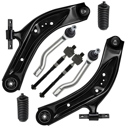 Image of Detroit Axle - 8pc Front End Suspension Kit for 2014-2019 Nissan Rogue Sport Qashqai, 2 Lower Control Arms with Ball Joint 4 Inner Outer Tie Rods 2 Boots 2015 2016 2017 2018 Replacement