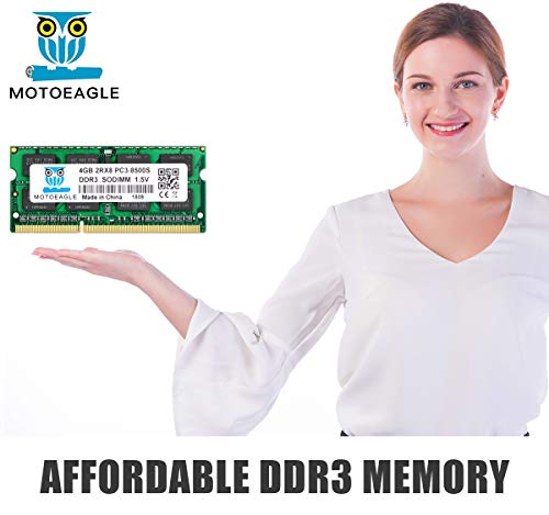 Motoeagle 8GB Kit (2X4GB) 2RX8 PC3-8500 PC3-8500S DDR3 1066MHz SODIMM CL7 204 Pin 1.5v Non-ECC Unbuffered Notebook Memory Laptop RAM Modules Compatible with Intel AMD and Mac Computer