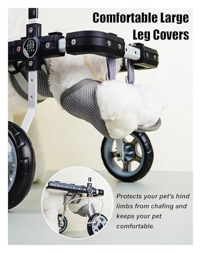 Silla de ruedas para perros con parálisis trasera ajustable de 4 ruedas con correa 6