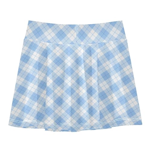 Plaid Gingham Tennis Skirts for Girls with Built-in Shorts Flowy Performance Skorts Girl Pleated Skirt with Pockets 4-12Y3