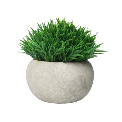 Artificial Plant, Realistic Fake Flowers in Eco-Friendly Pot (Do Not Soak), Low Maintenance Home Office Desk Decor, 5.5"x3.5"x2.4" (Green)