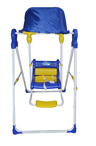 Image of Tender Care India Garden Swing with Roof Canopy Tent for Kids, Iron Body (Blue)