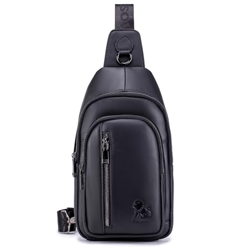 Bolso bandolera de piel para tus viajes y diario, mochila de pecho casual de hombre Pundarika