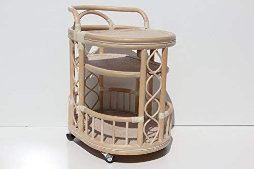 Serving Cart Handmade Woven Natural Rattan Wicker With Wheels White Wash Fully Assembled… #TOP2