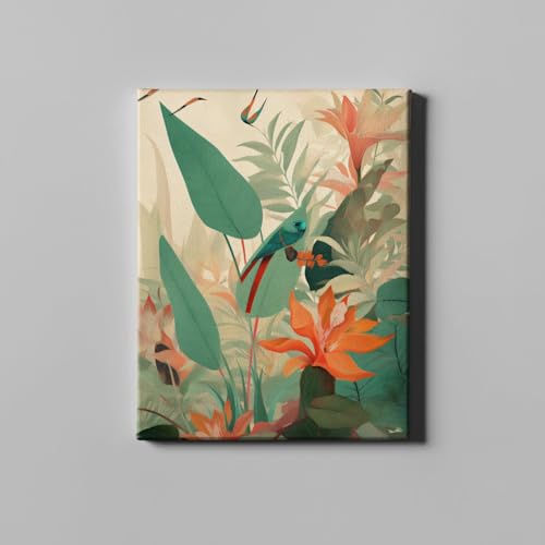 Toile oiseaux tropicaux Jungle Bloom I | Évasion poétique XL